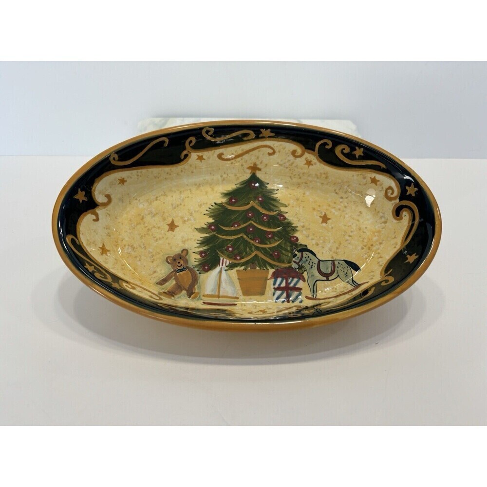 Lang Earthenware “The Night Before Christmas” Oblong Servings Dish 2001 Winget
